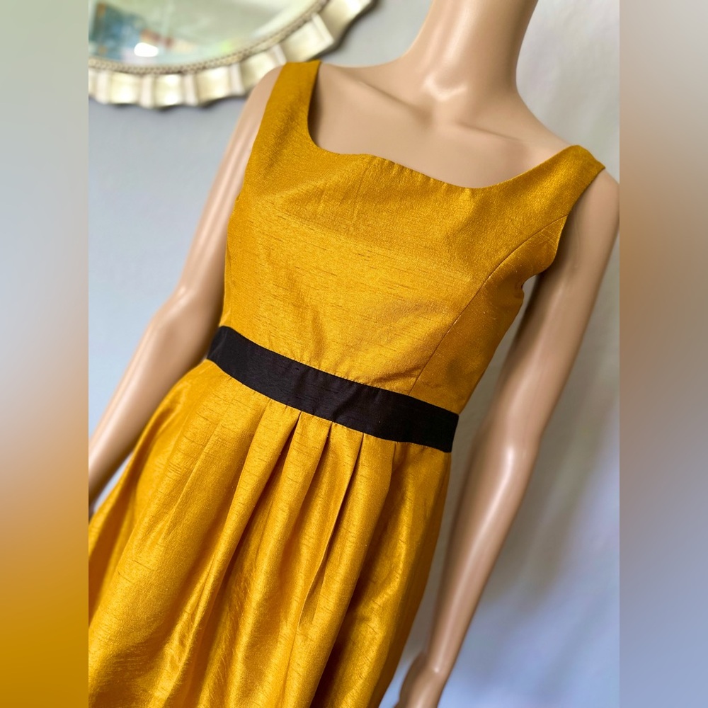 NWT The Limited Mustard-Orange/Gold Sleeveless Aline Dress size 2 - Picture 12 of 13